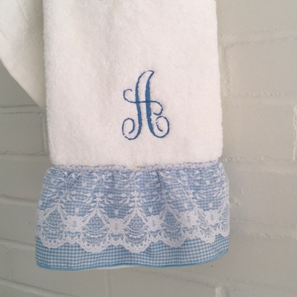 Personalized Hand Towel, Baby Gift, Embroidery, White Hand Towel, Initial A - Picture 4 of 6